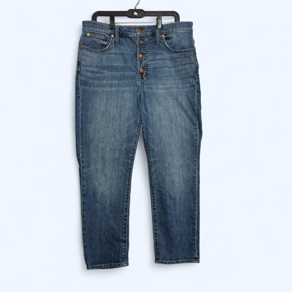 Madewell Perfect Vintage Crop Jean Button Fly High Rise Sz 32 Straight Norm Mom